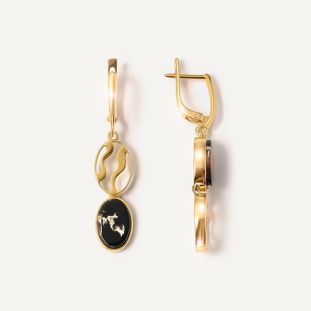 Серебряные серьги с янтарем