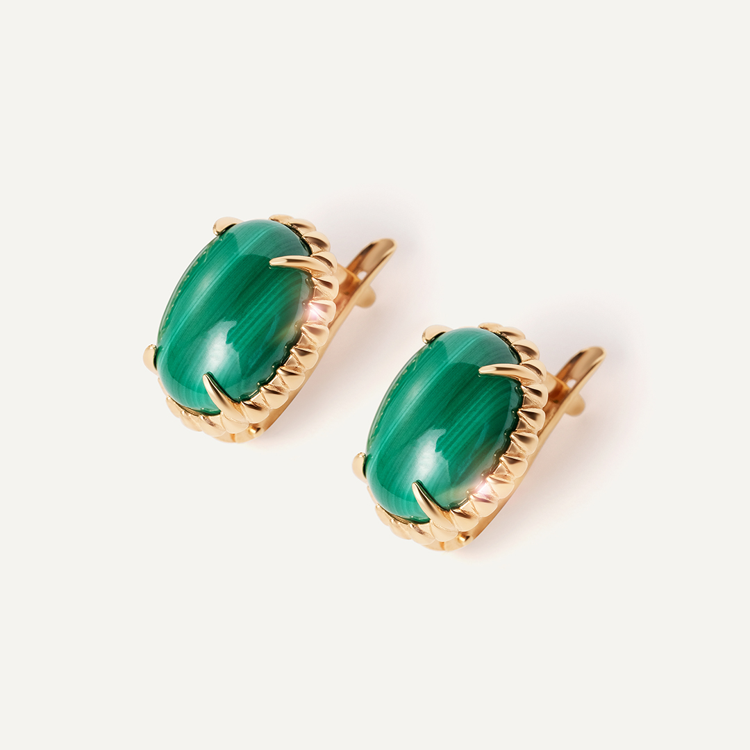 Серебряные серьги с малахитами