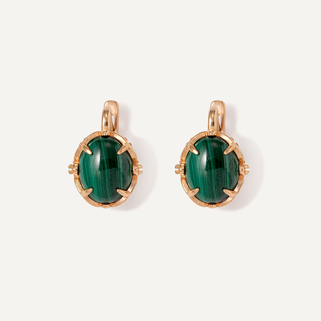 Серебряные серьги с малахитами