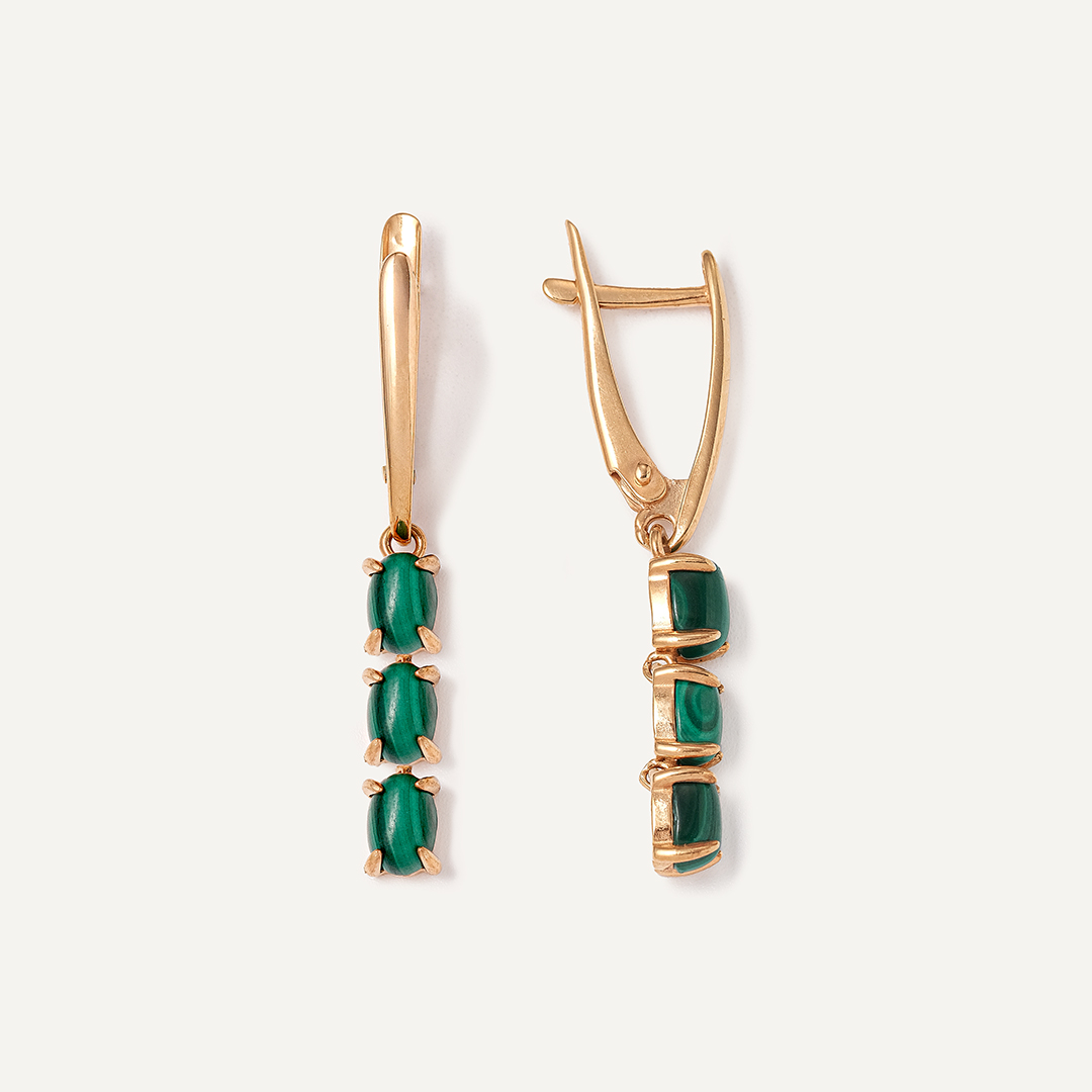 Серебряные серьги с малахитами