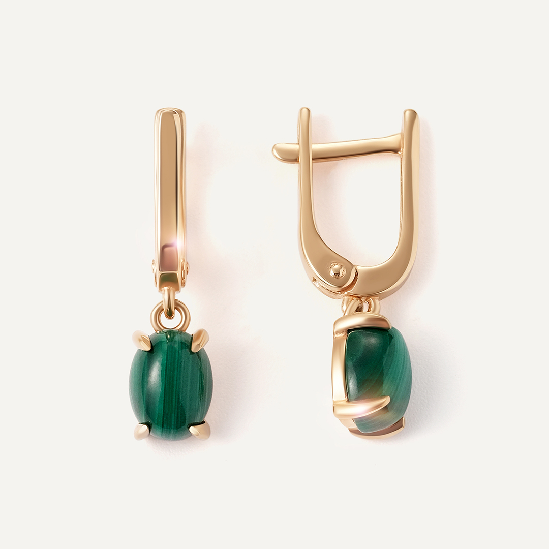 Серебряные серьги с малахитами