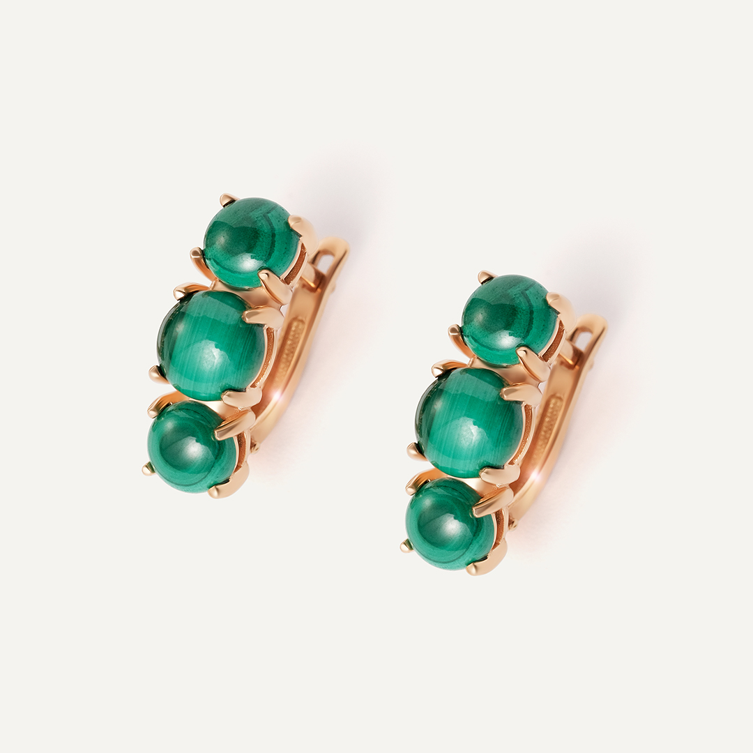 Серебряные серьги с малахитами