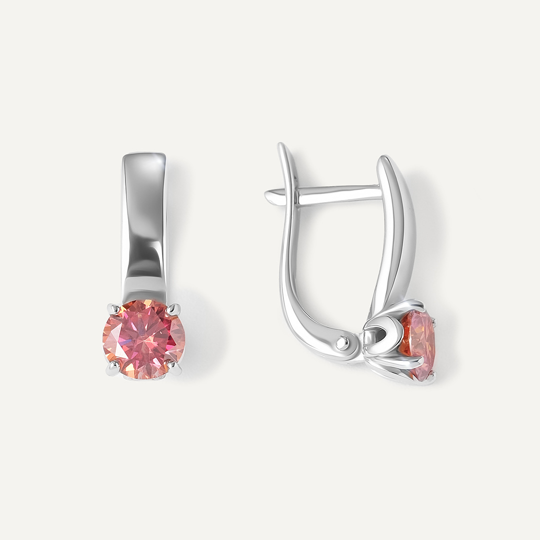 Серебряные серьги с арбузными муассанитами