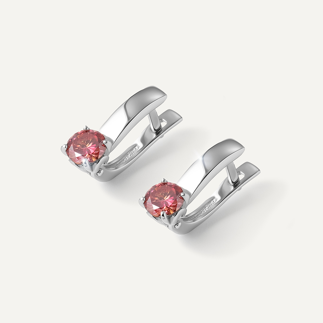 Серебряные серьги с арбузными муассанитами