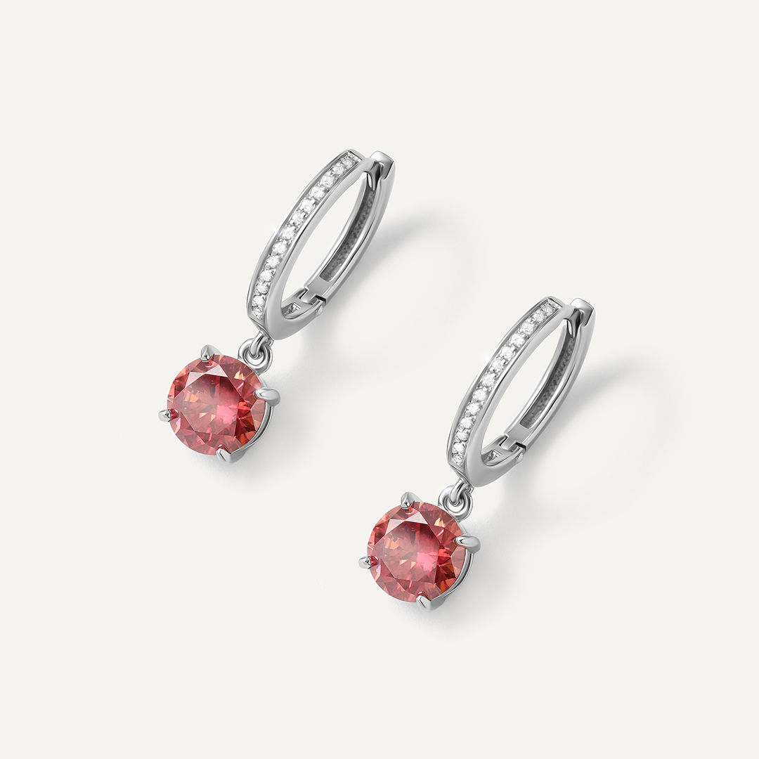 Серебряные серьги с арбузными муассанитами