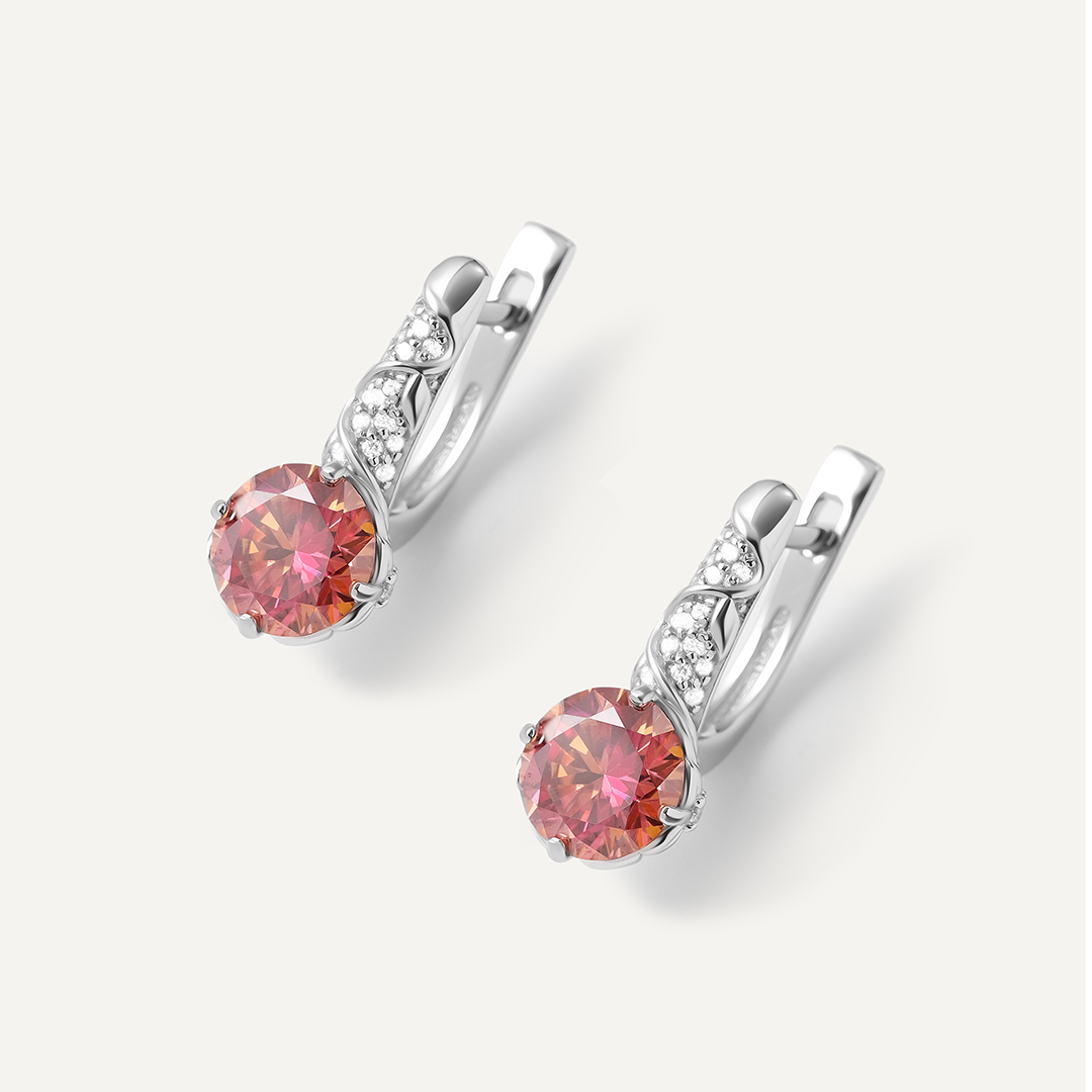 Серебряные серьги с арбузными муассанитами