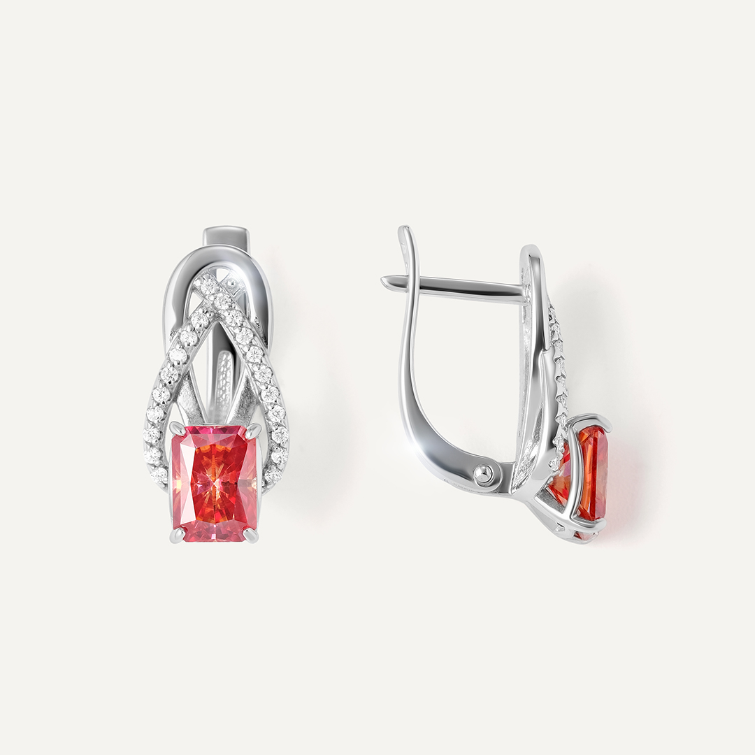Серебряные серьги с арбузными муассанитами