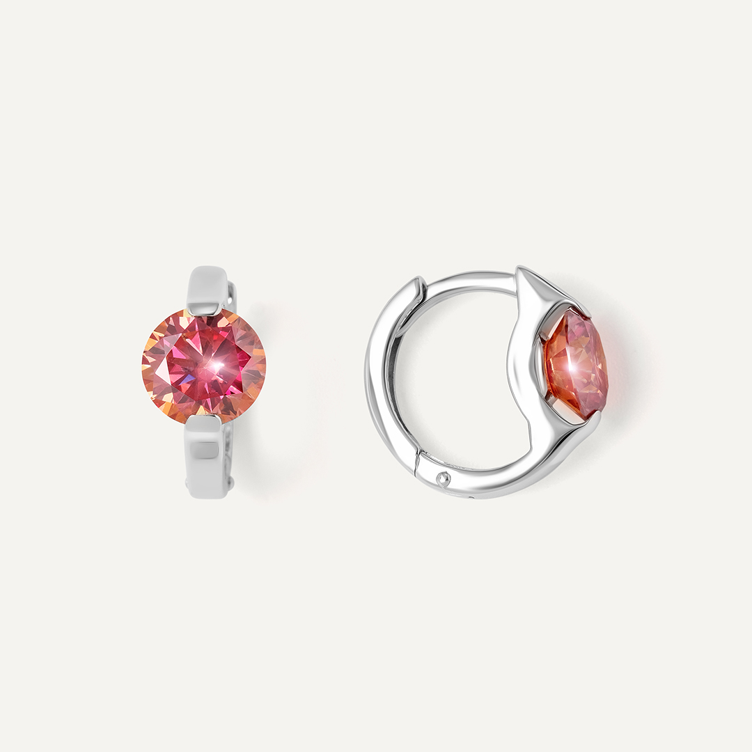 Серебряные серьги с арбузными муассанитами