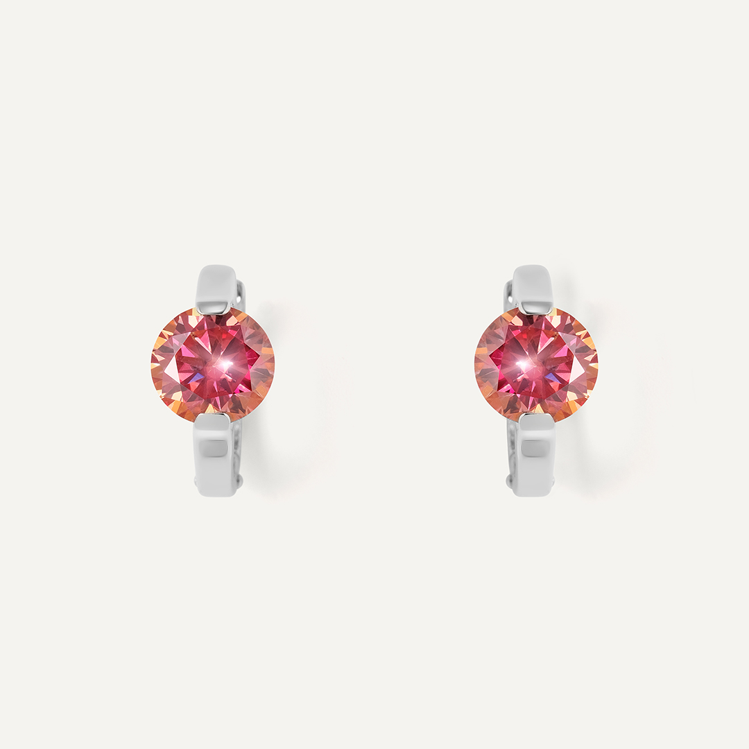 Серебряные серьги с арбузными муассанитами