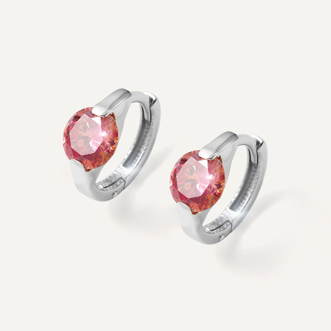 Серебряные серьги с арбузными муассанитами