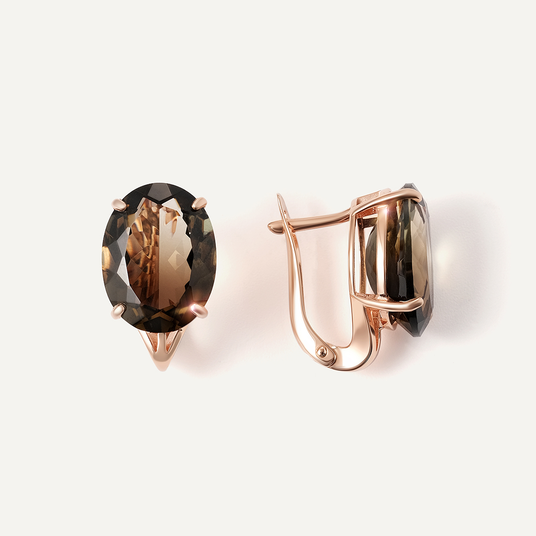 Серебряные серьги с раухцитринами