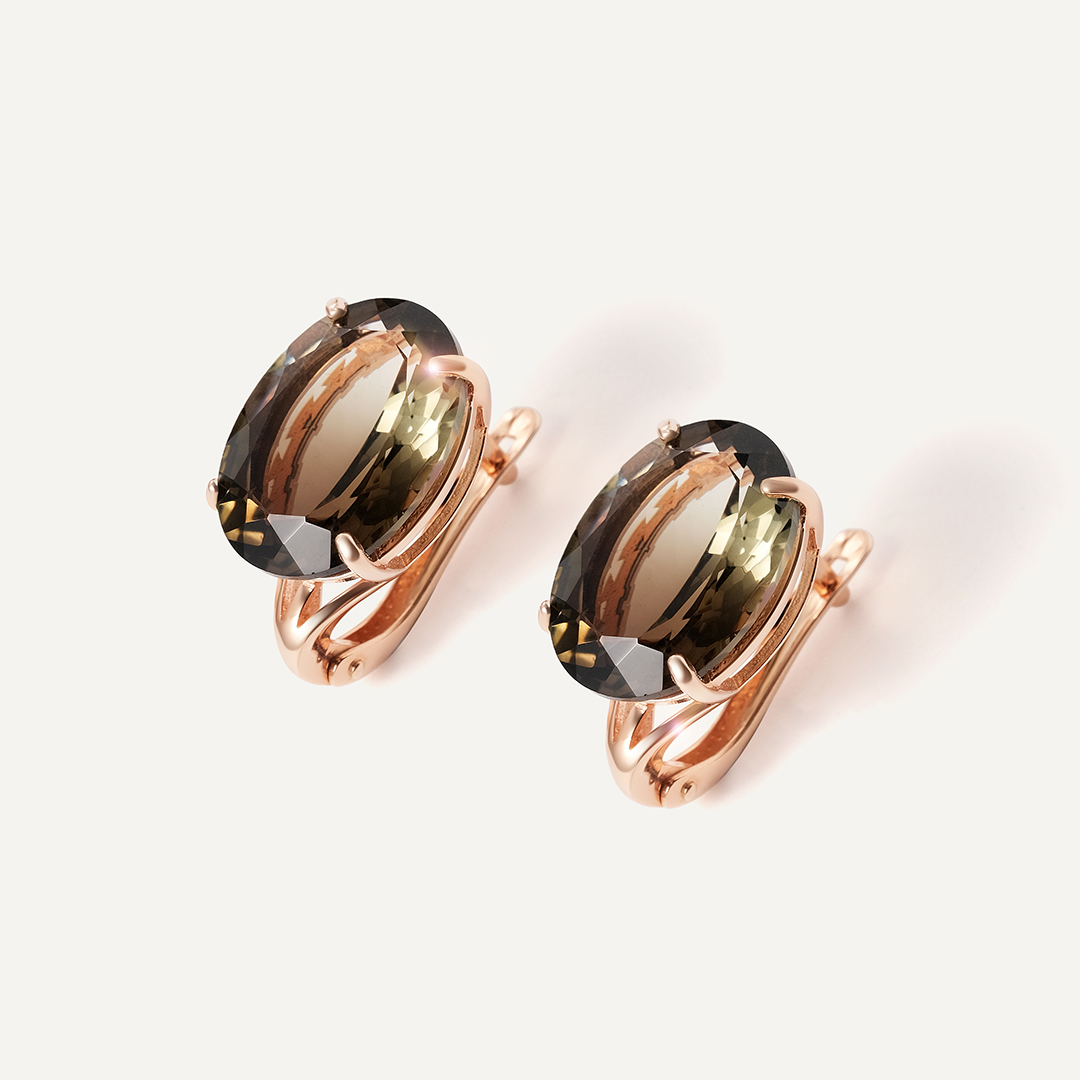 Серебряные серьги с раухцитринами