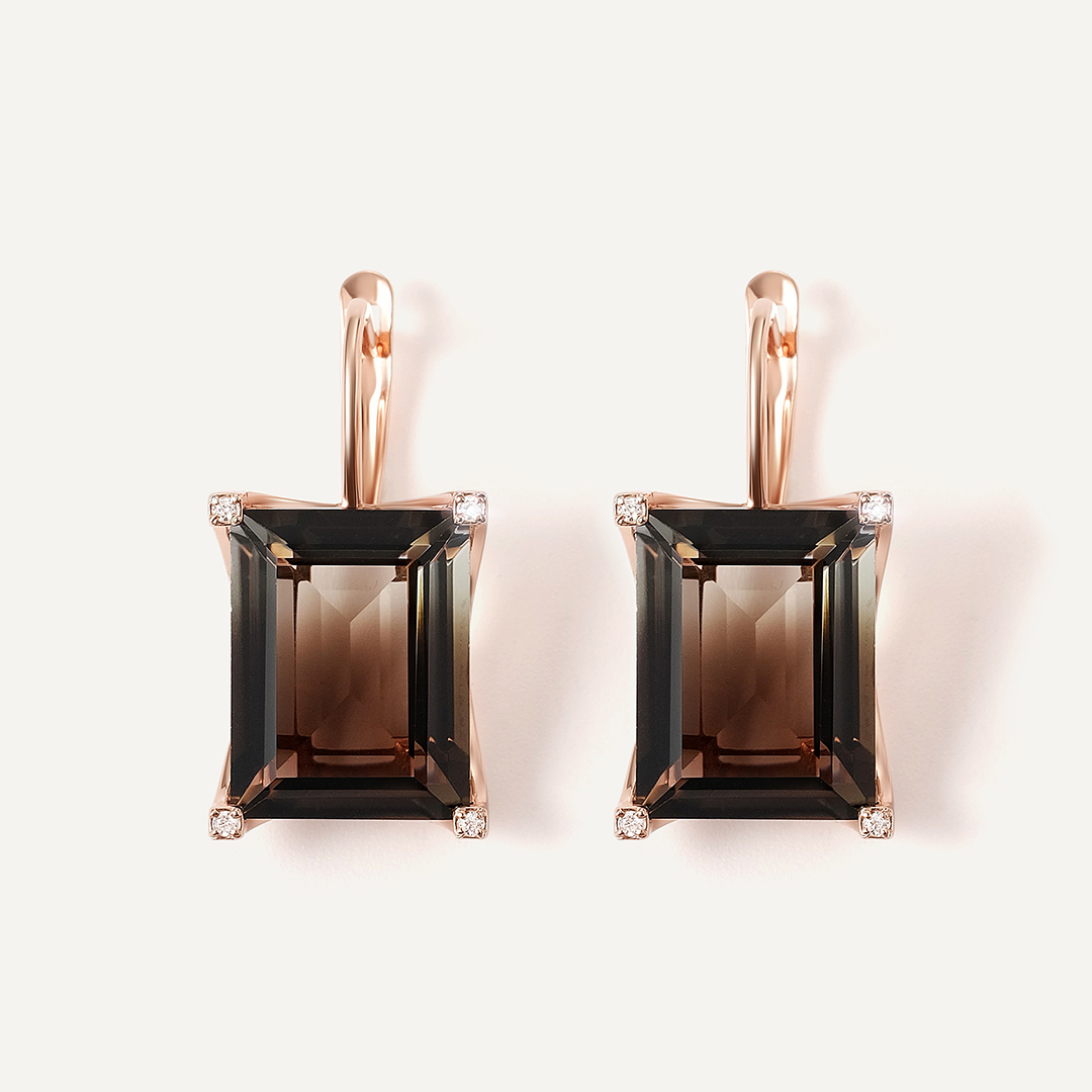 Серебряные серьги с раухцитринами