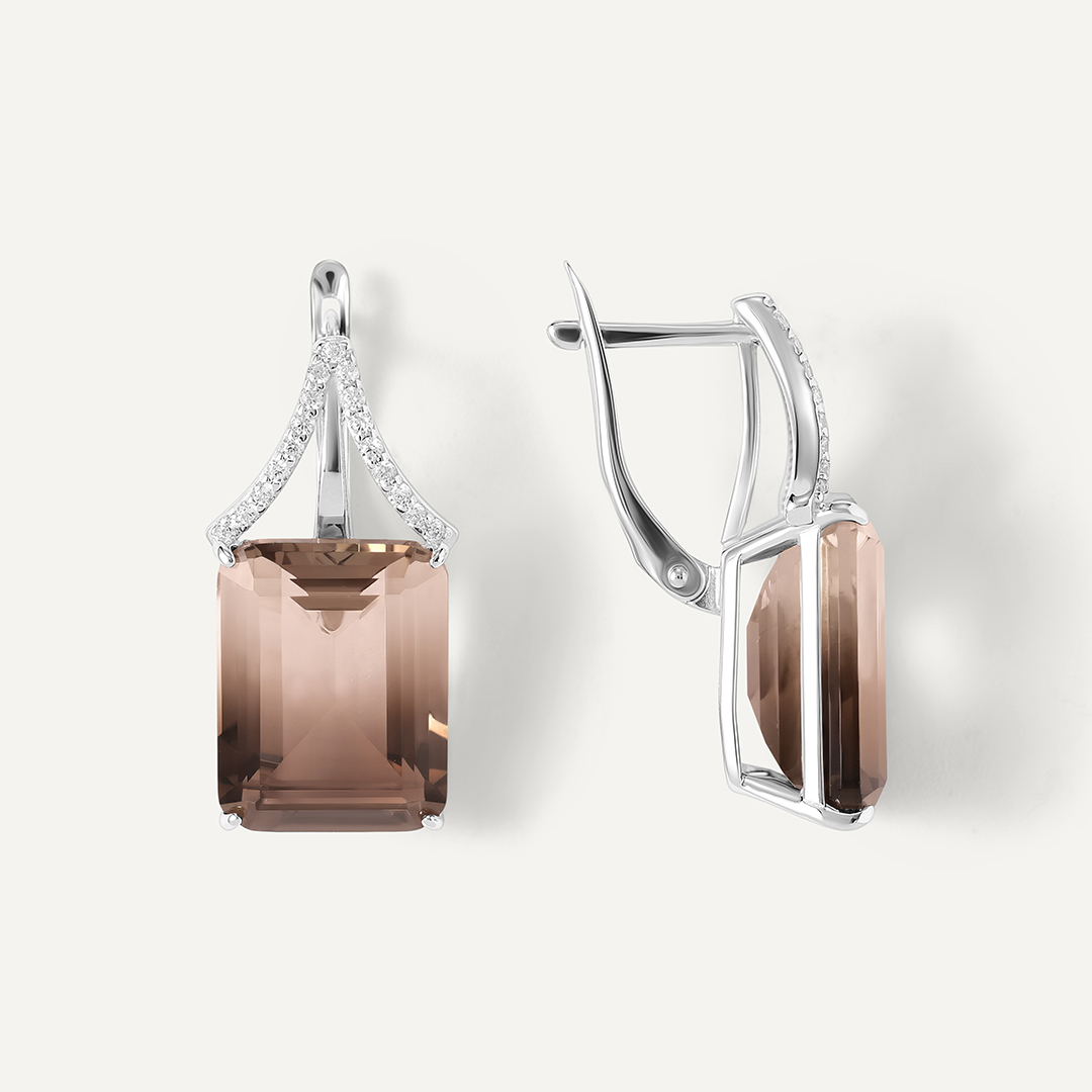 Серебряные серьги с раухцитринами