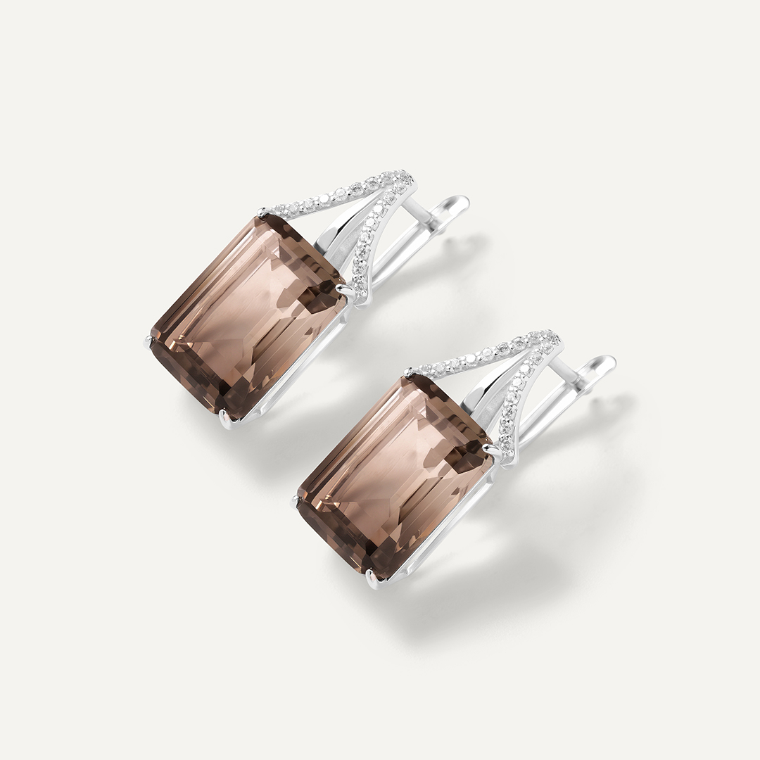 Серебряные серьги с раухцитринами