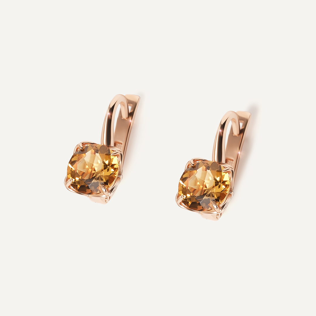 Серебряные серьги с цитринами