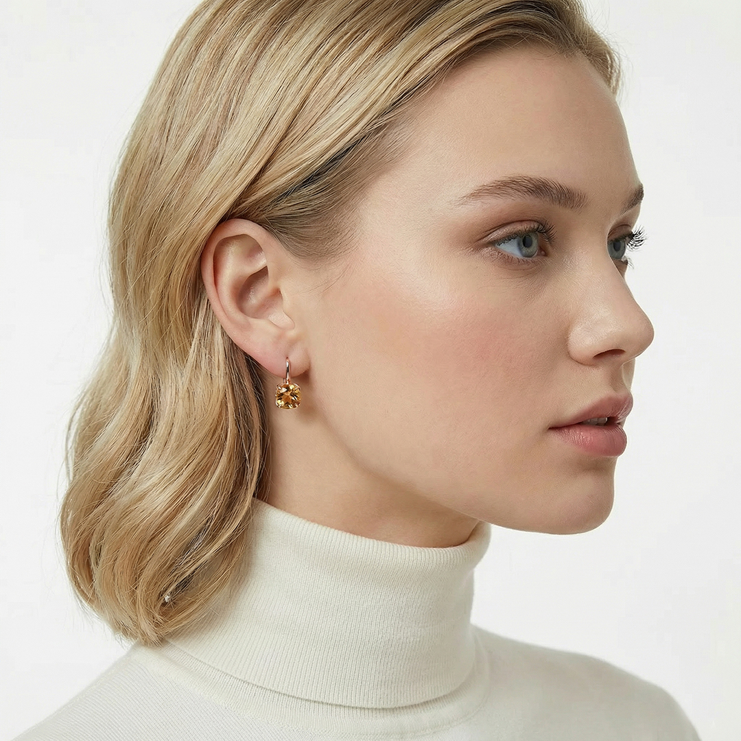 Серебряные серьги с цитринами