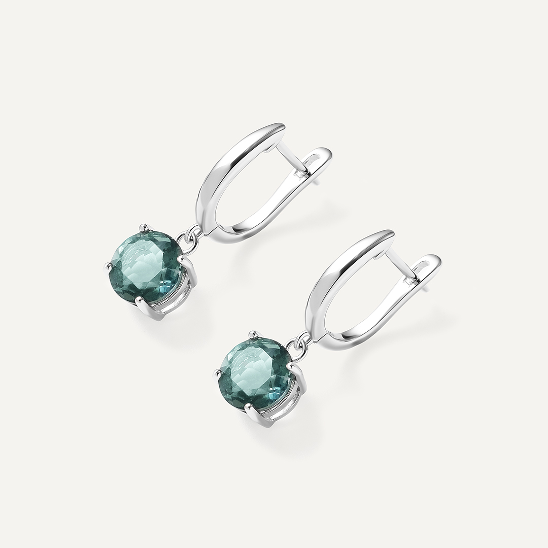 Серебряные серьги с флюоритами