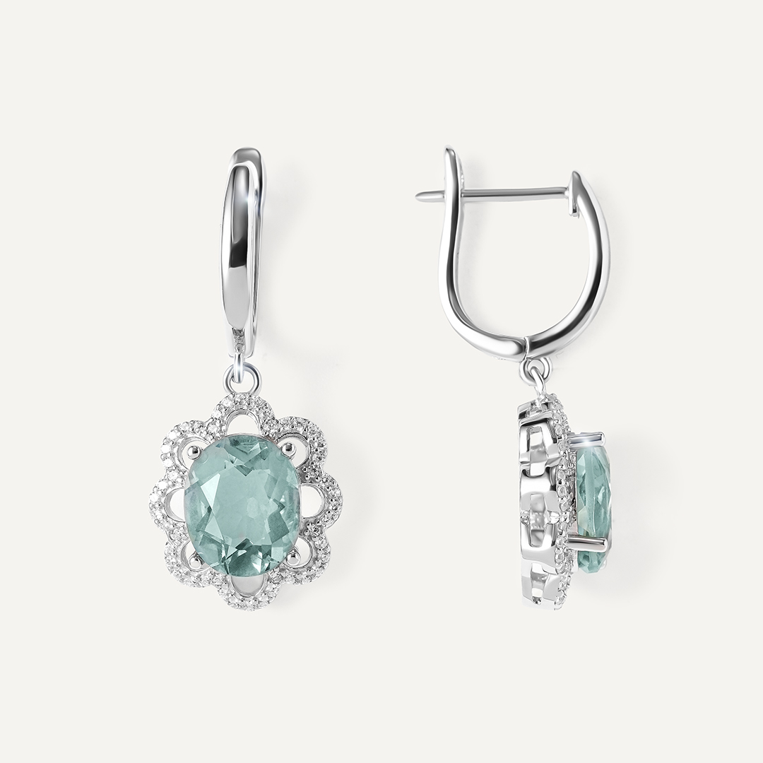 Серебряные серьги с флюоритами