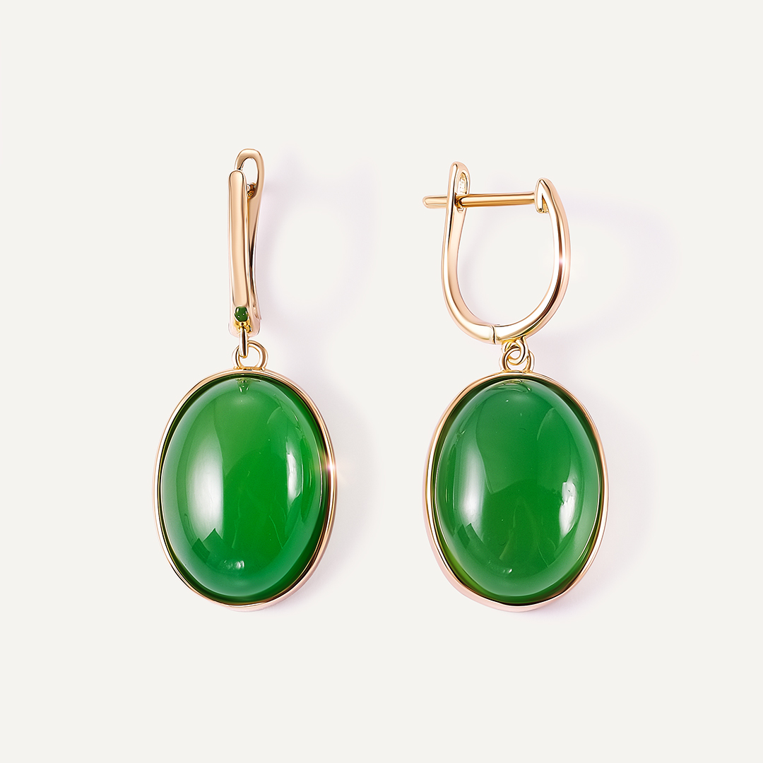 Серебряные серьги с зелеными халцедонами