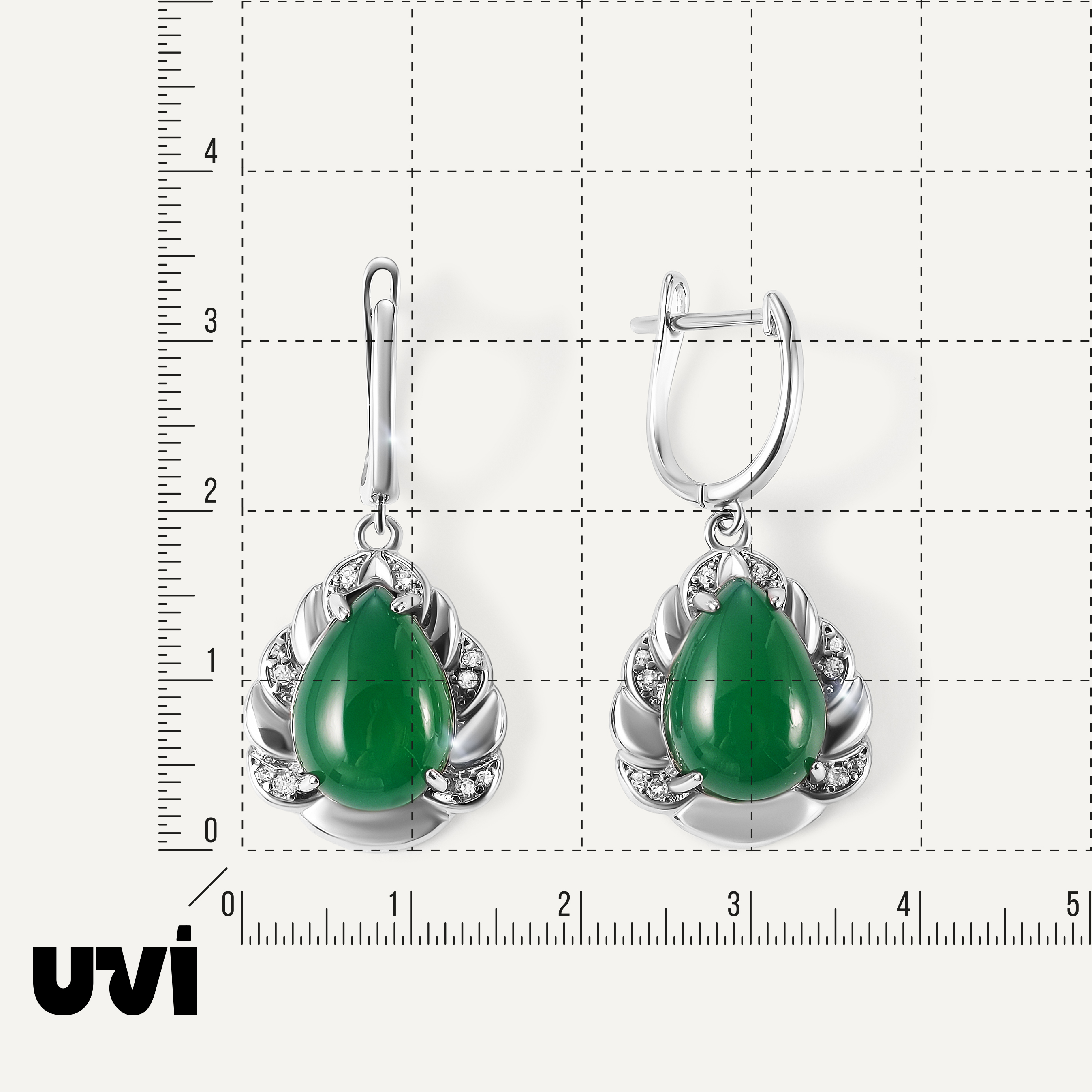 Серебряные серьги с зелеными халцедонами