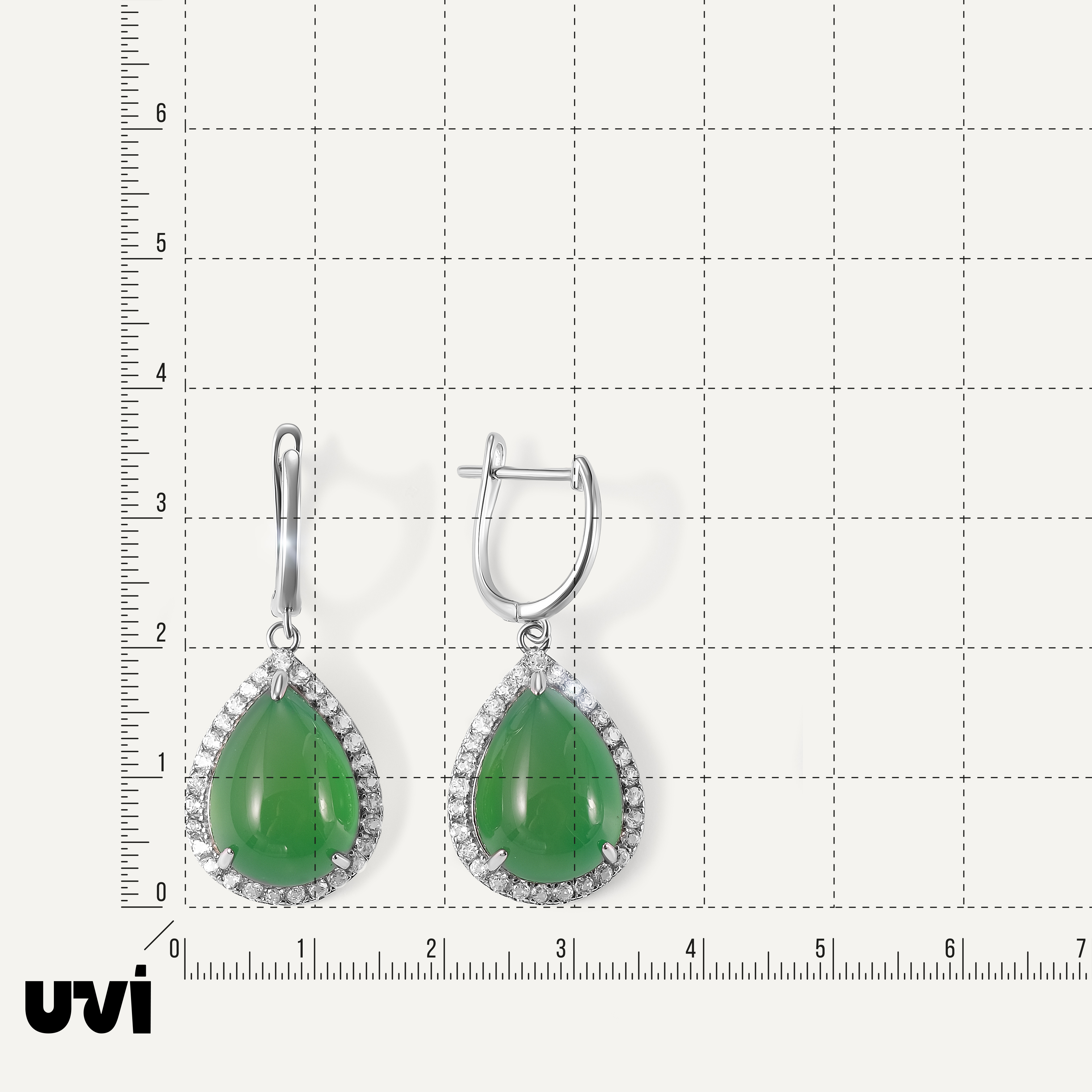 Серебряные серьги с зелеными халцедонами