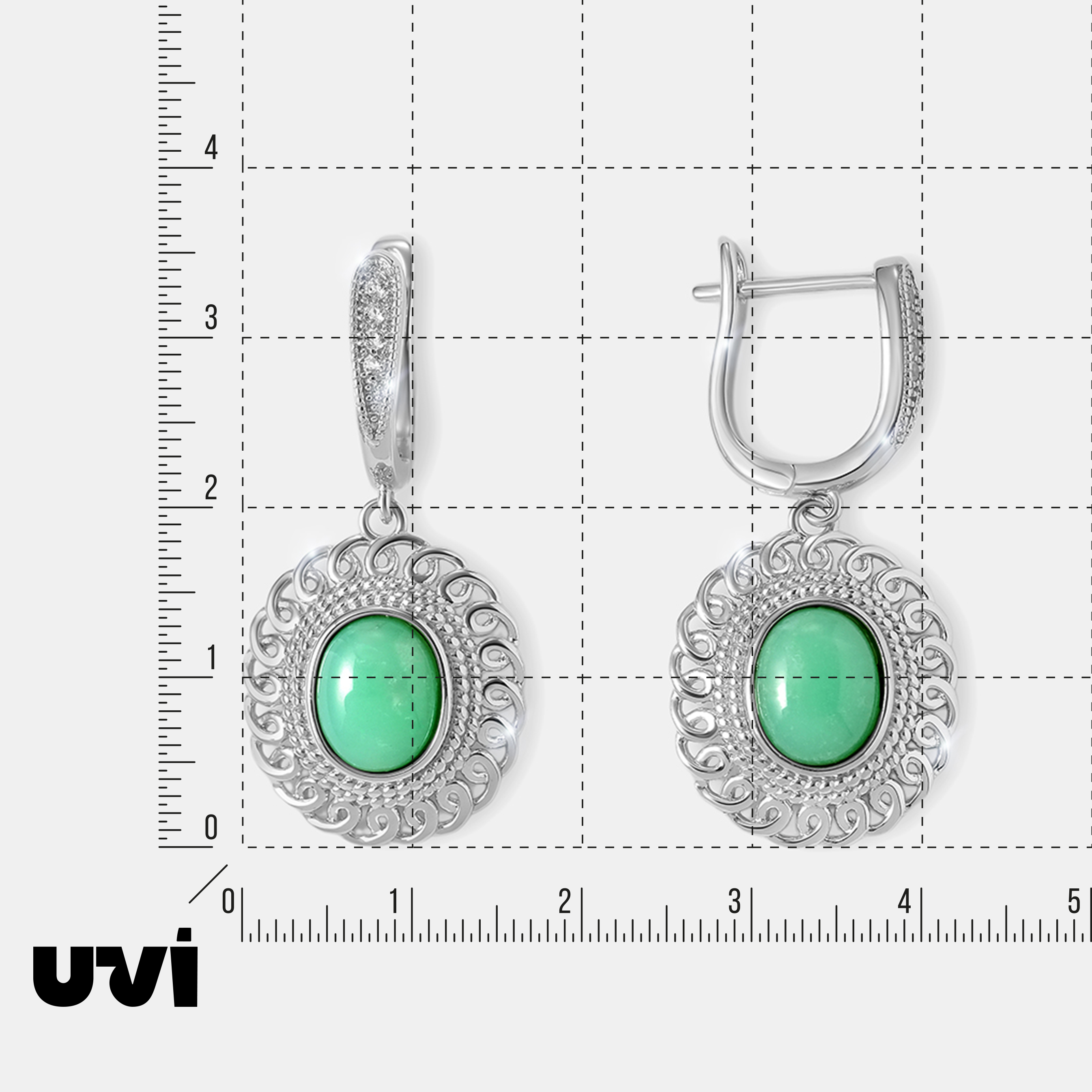 Серебряные серьги с зелеными халцедонами