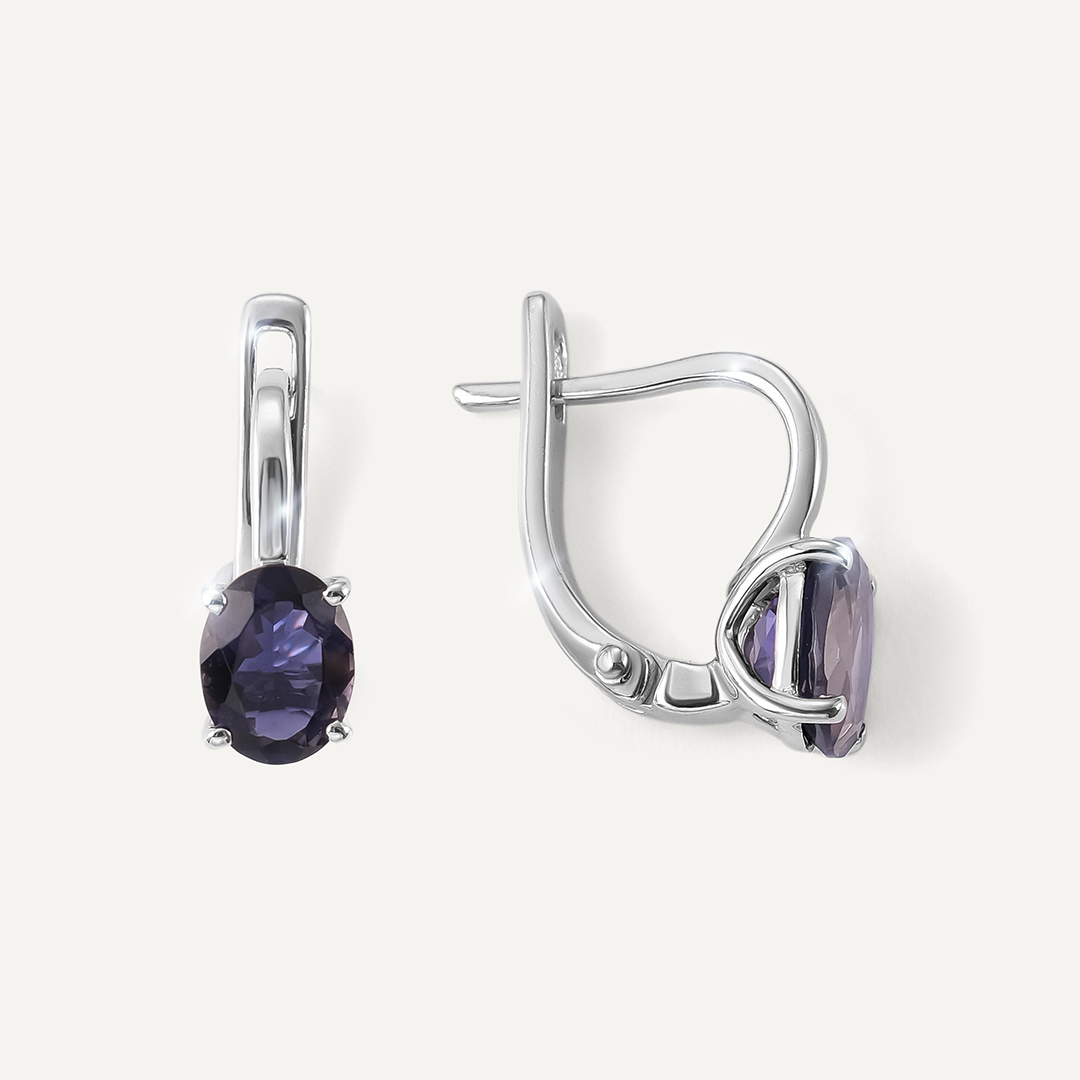 Серебряные серьги с иолитами