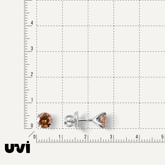 Серебряные серьги-пусеты с коричневыми муассанитами