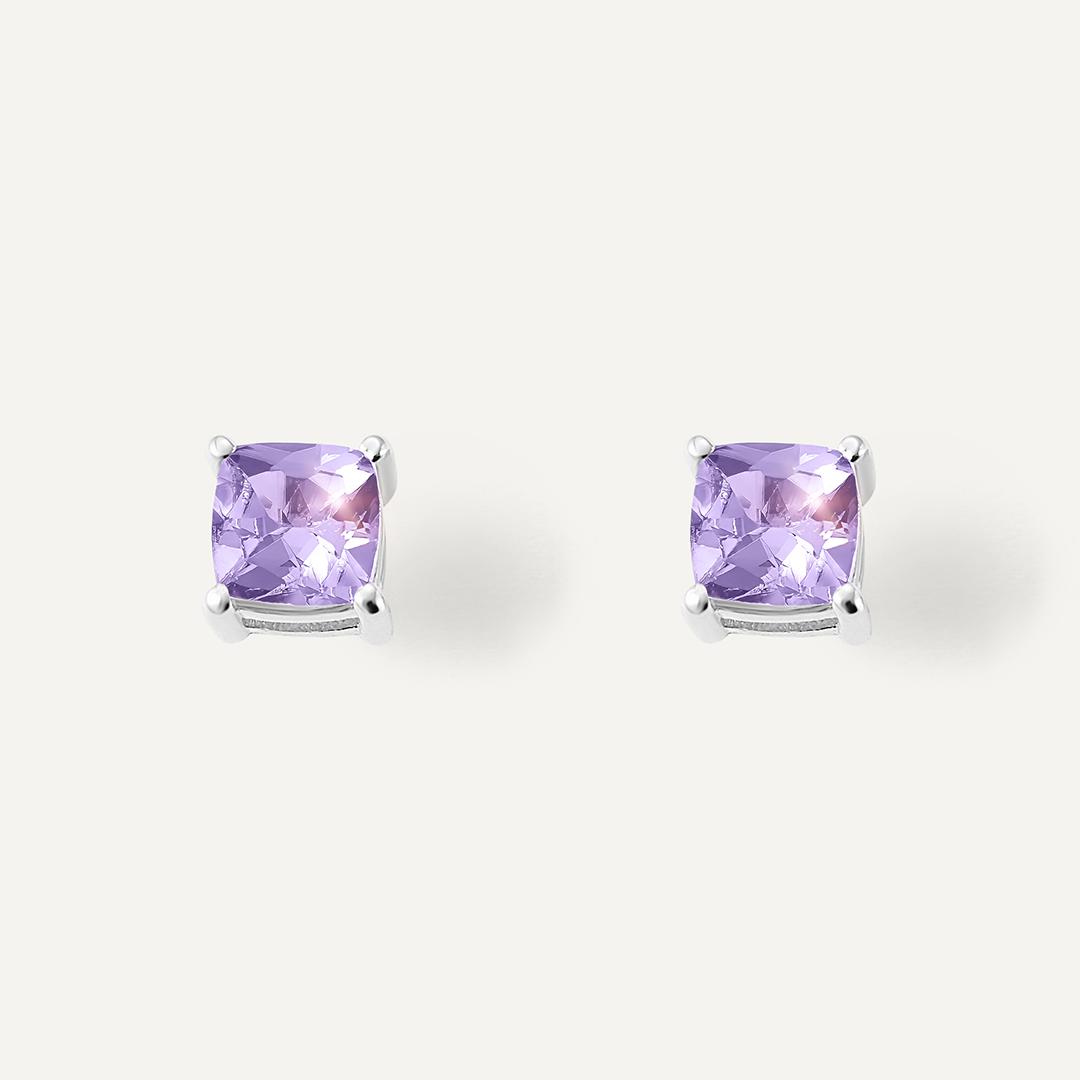 Серебряные серьги-пусеты с танзанитами