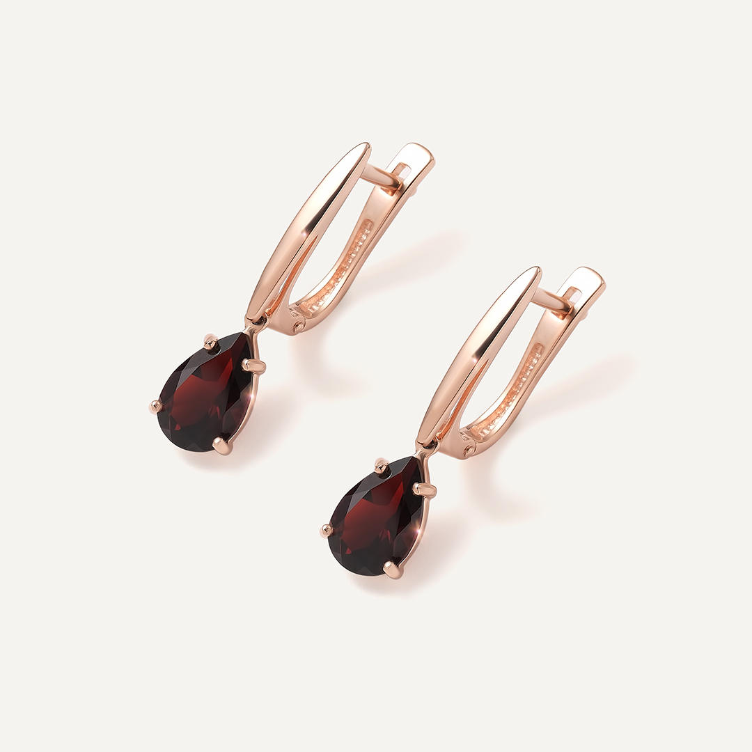 Серебряные серьги с гранатами