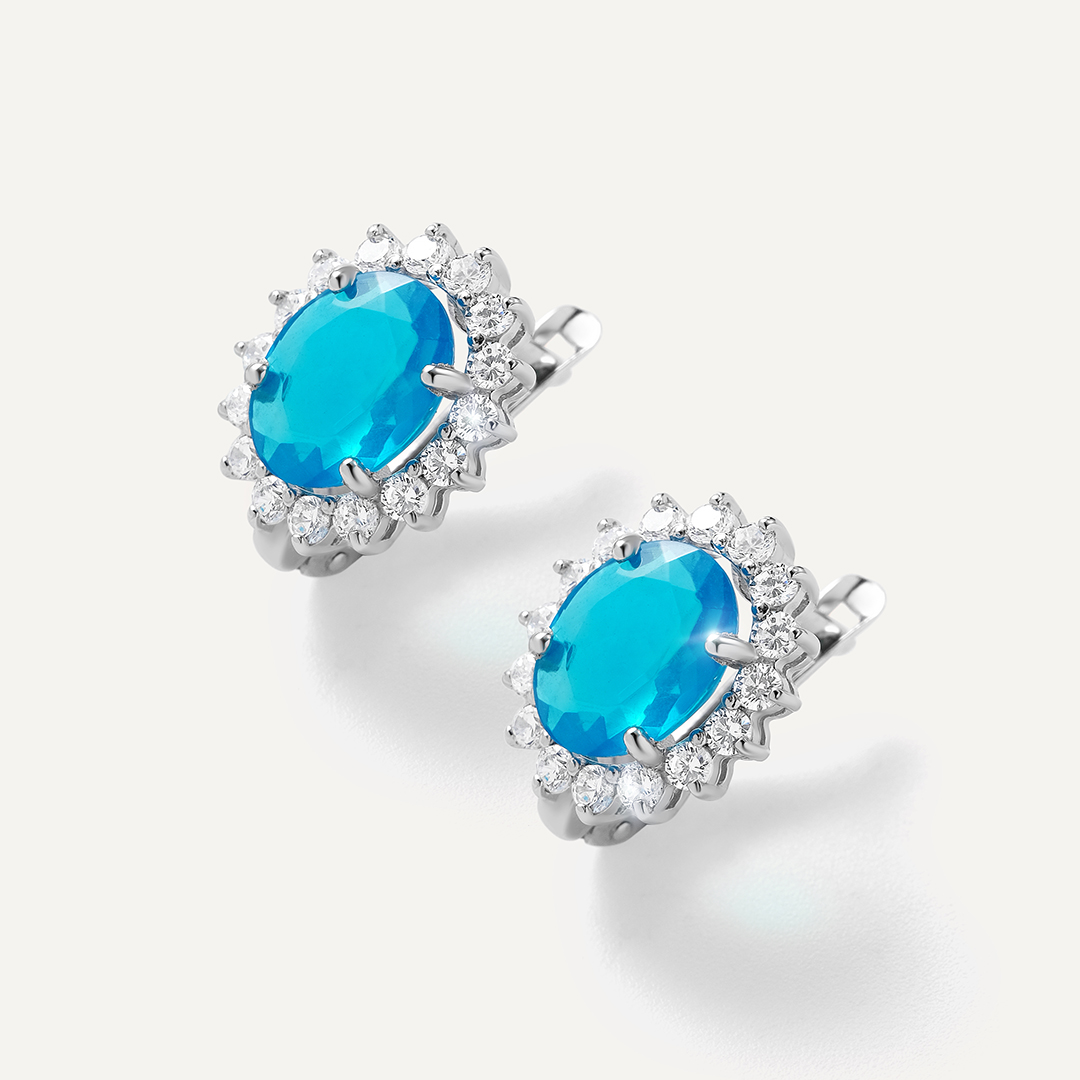 Серебряные серьги с голубыми опалами