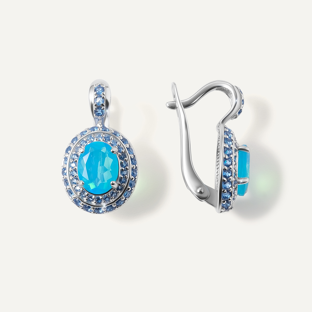 Серебряные серьги с голубыми опалами