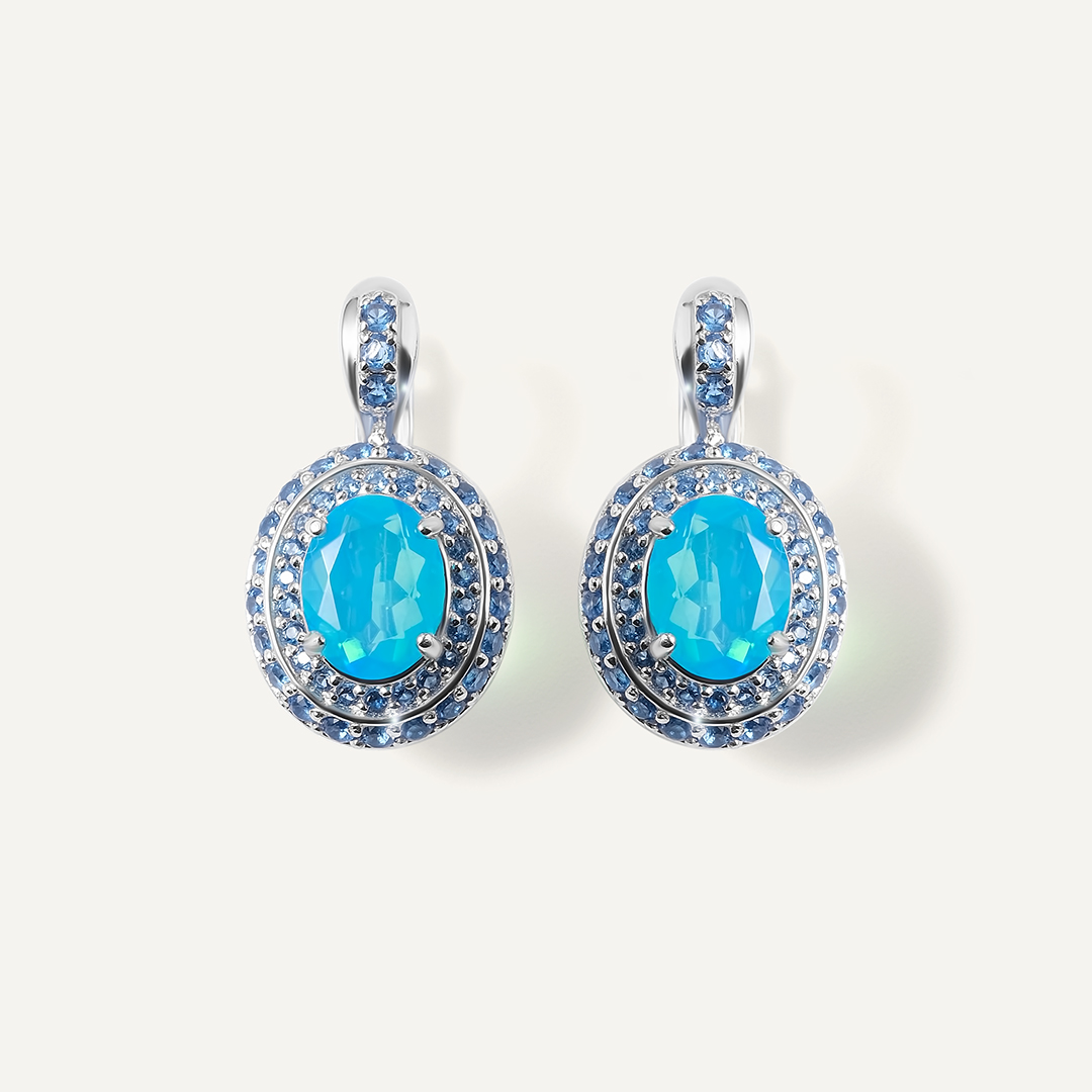 Серебряные серьги с голубыми опалами