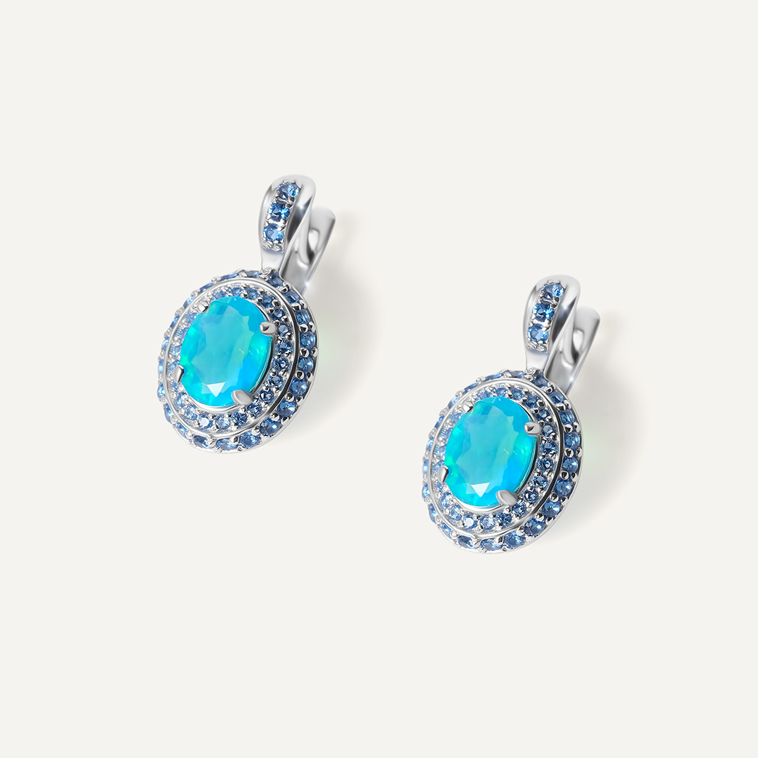 Серебряные серьги с голубыми опалами