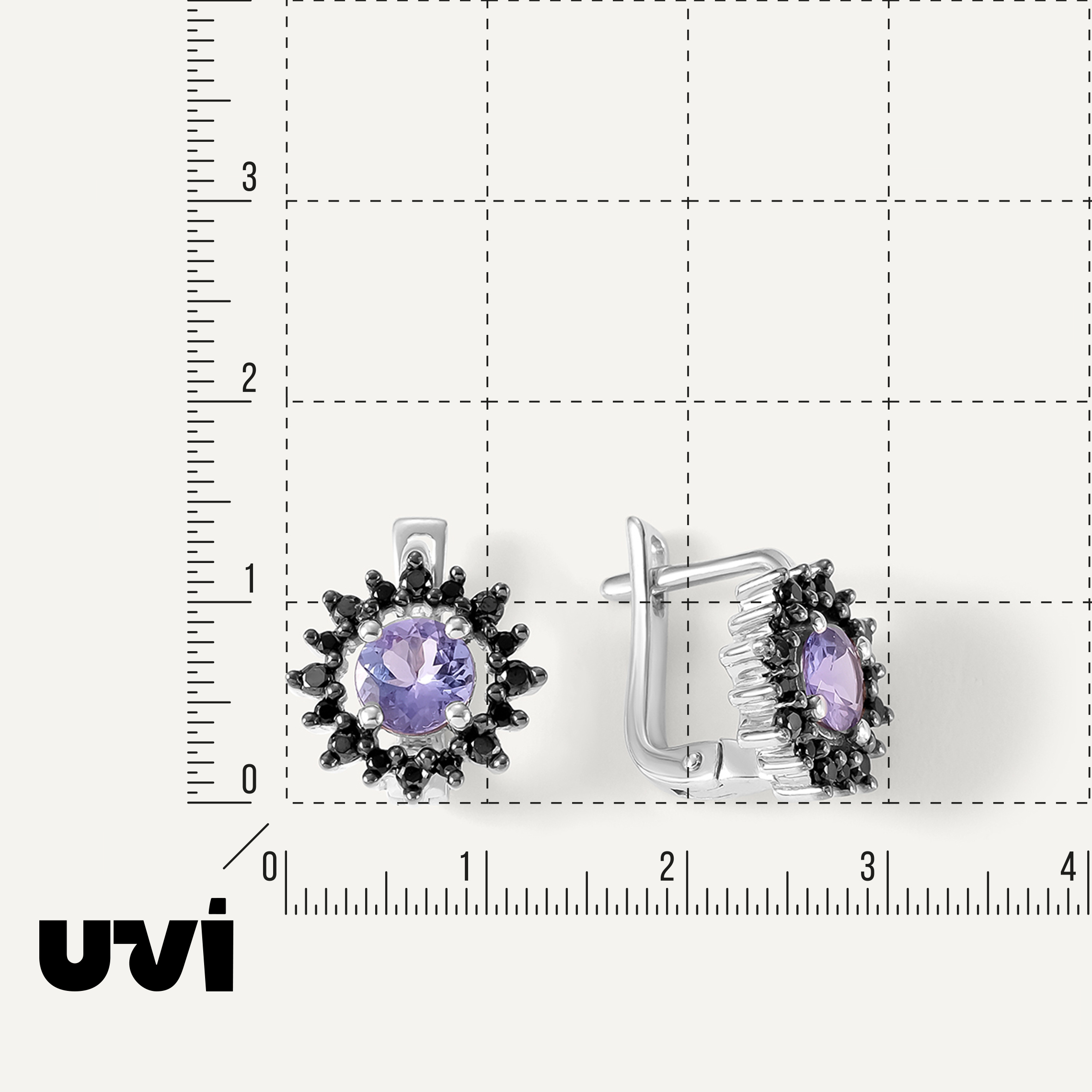 Серебряные серьги с танзанитами "Цветы"