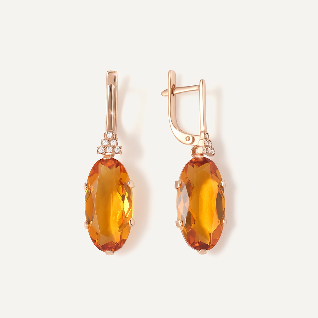 Серебряные серьги с цитринами