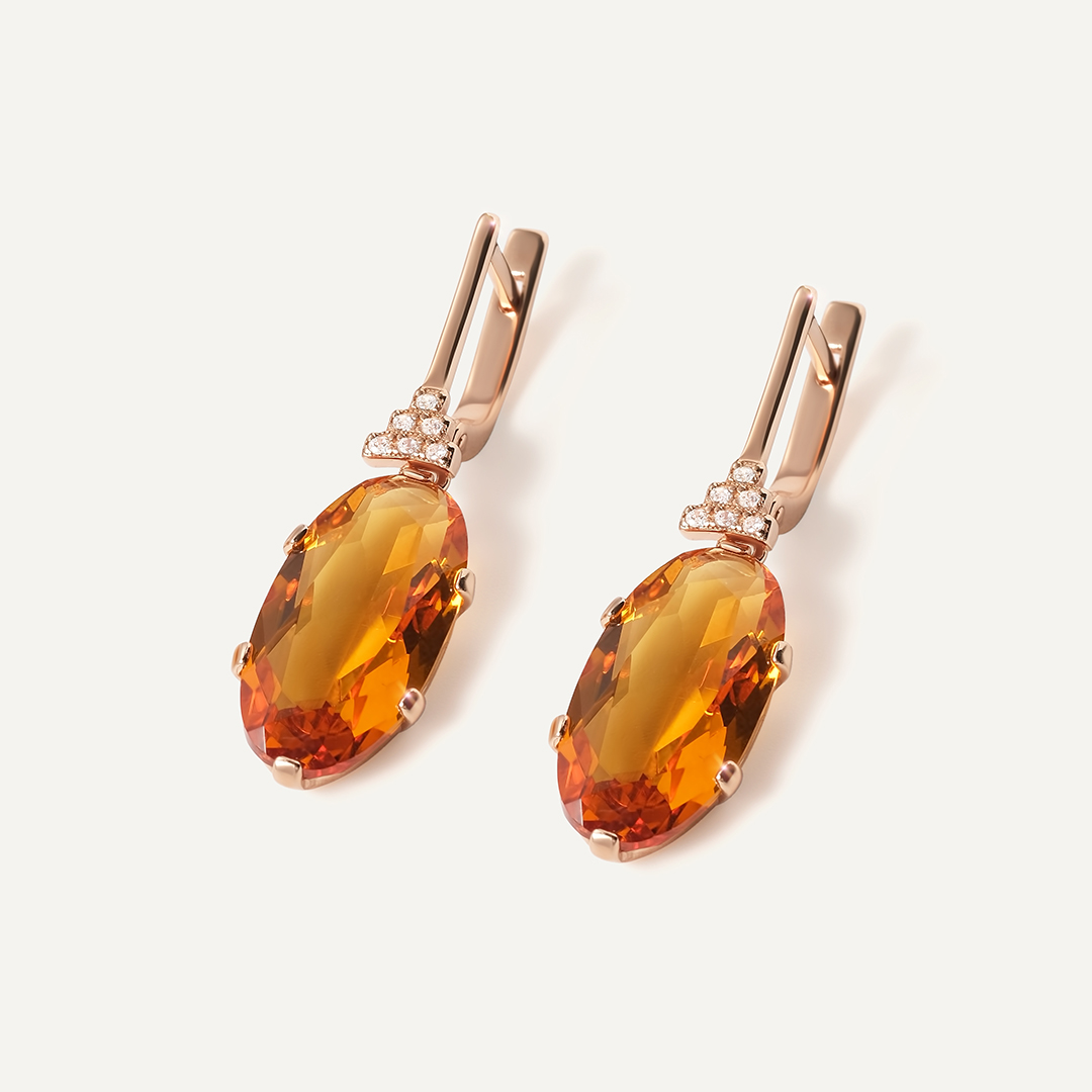 Серебряные серьги с цитринами