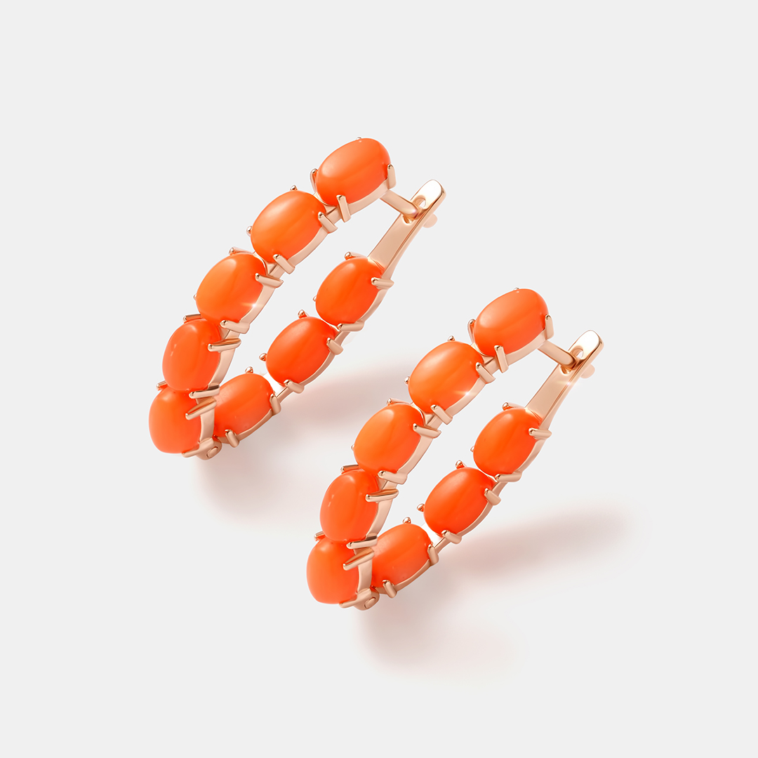 Серебряные серьги с кораллами