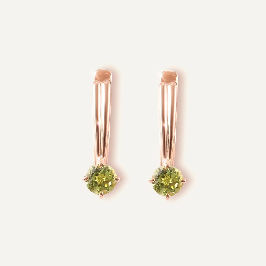 Серебряные серьги с хризолитами