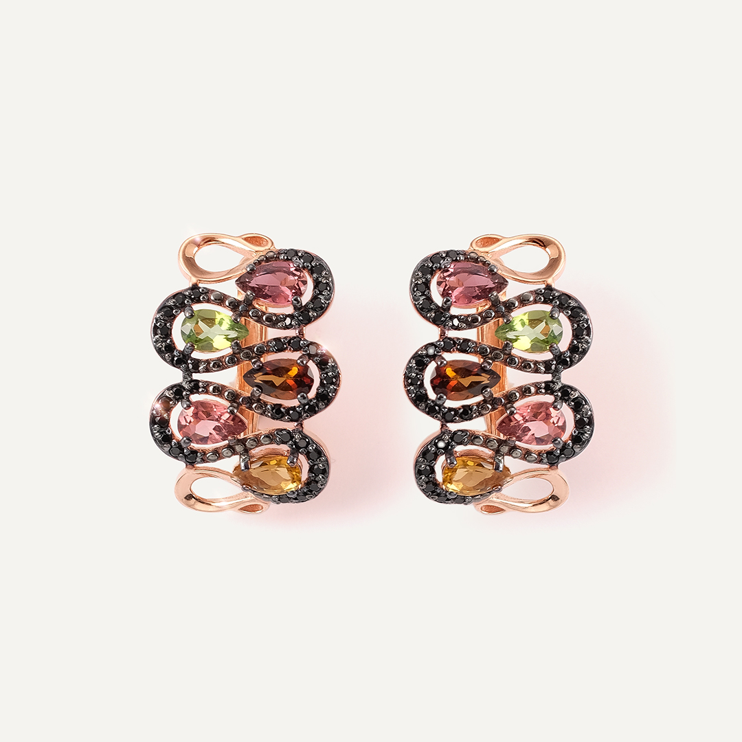Серебряные серьги с турмалинами