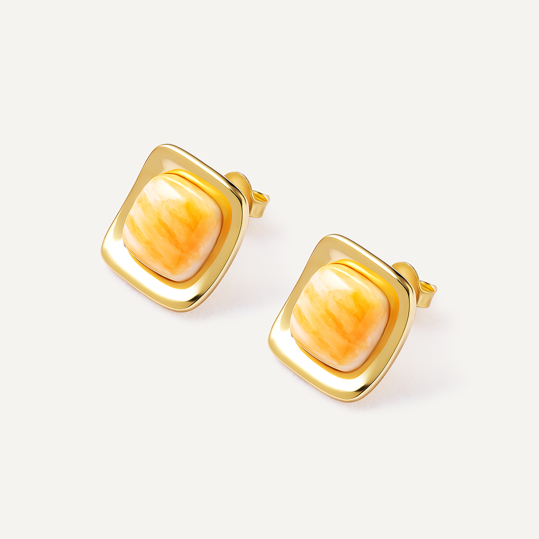 Серебряные серьги-пусеты с огненными королевскими спондилюсами