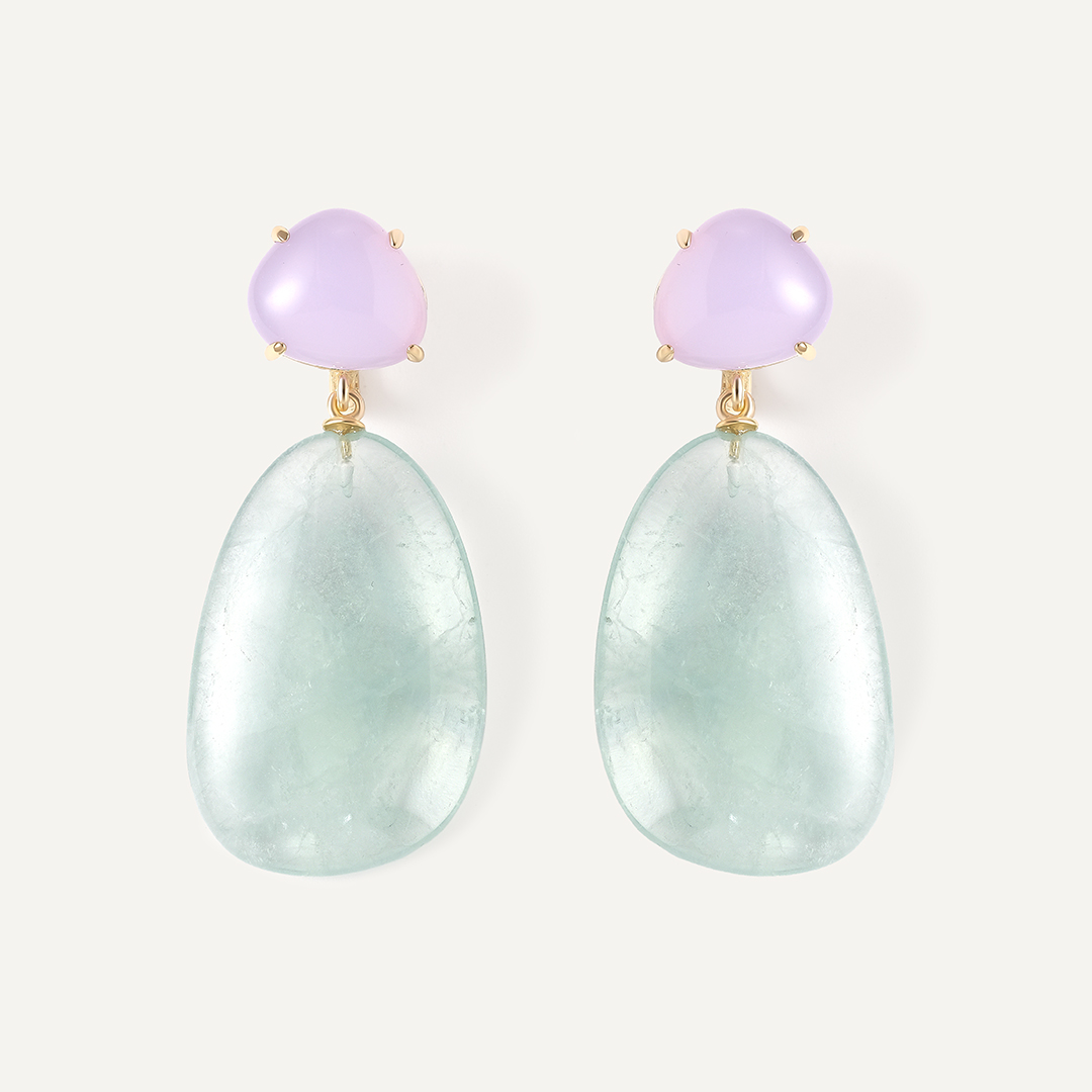 Серебряные серьги с флюоритами и алпанитами