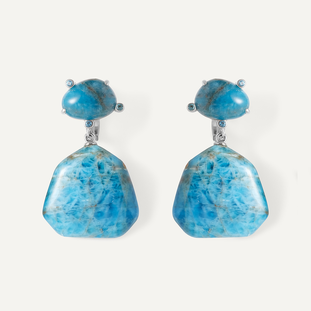 Серебряные серьги с апатитами