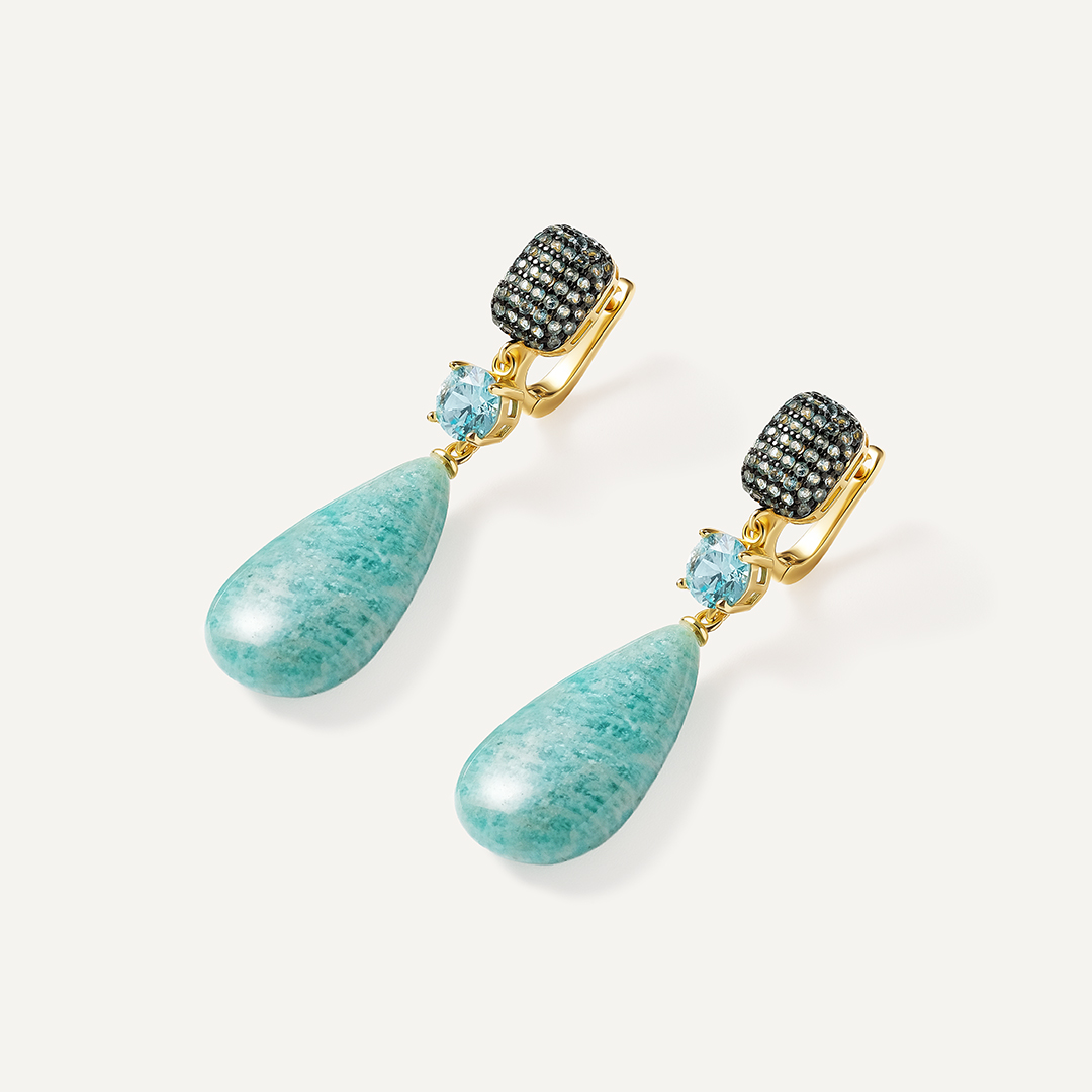 Серебряные серьги с амазонитами