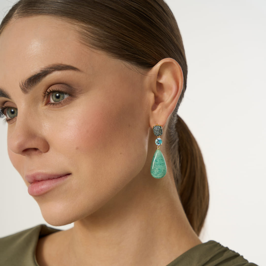 Серебряные серьги с амазонитами