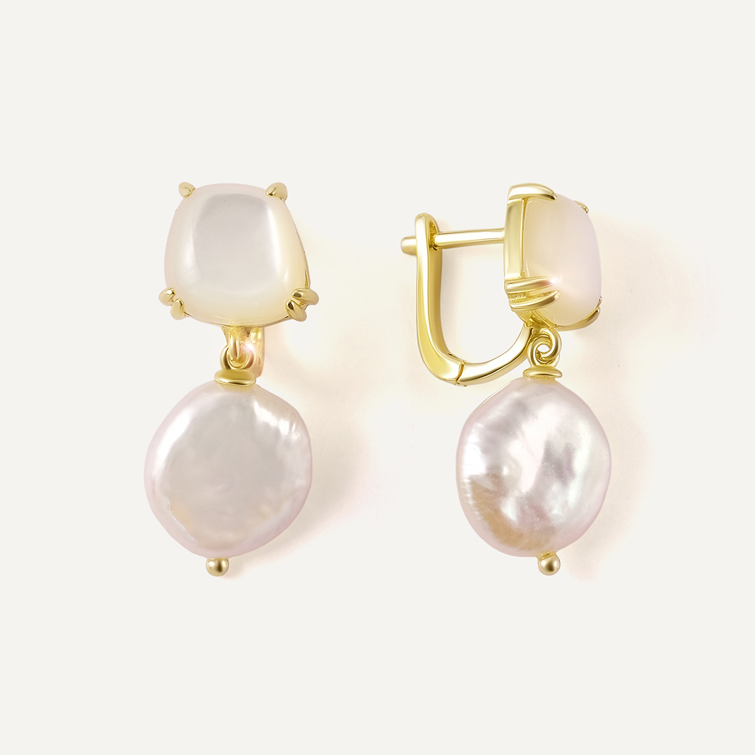 Серебряные серьги с жемчугом и перламутром