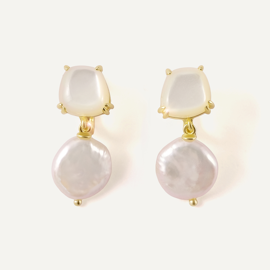 Серебряные серьги с жемчугом и перламутром