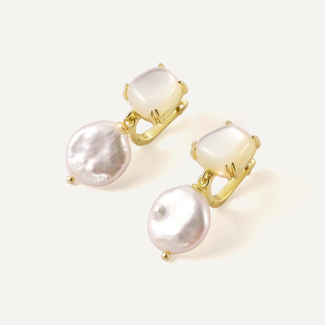 Серебряные серьги с жемчугом и перламутром