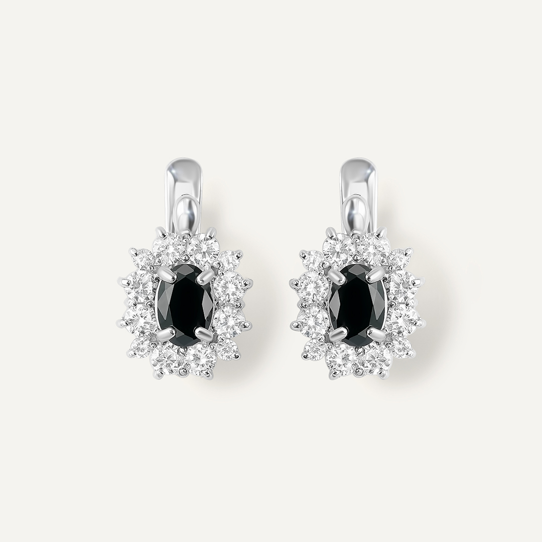 Серебряные серьги со шпинелью "Цветы"